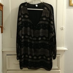 Old Navy black/tan tunic top Sz XXL